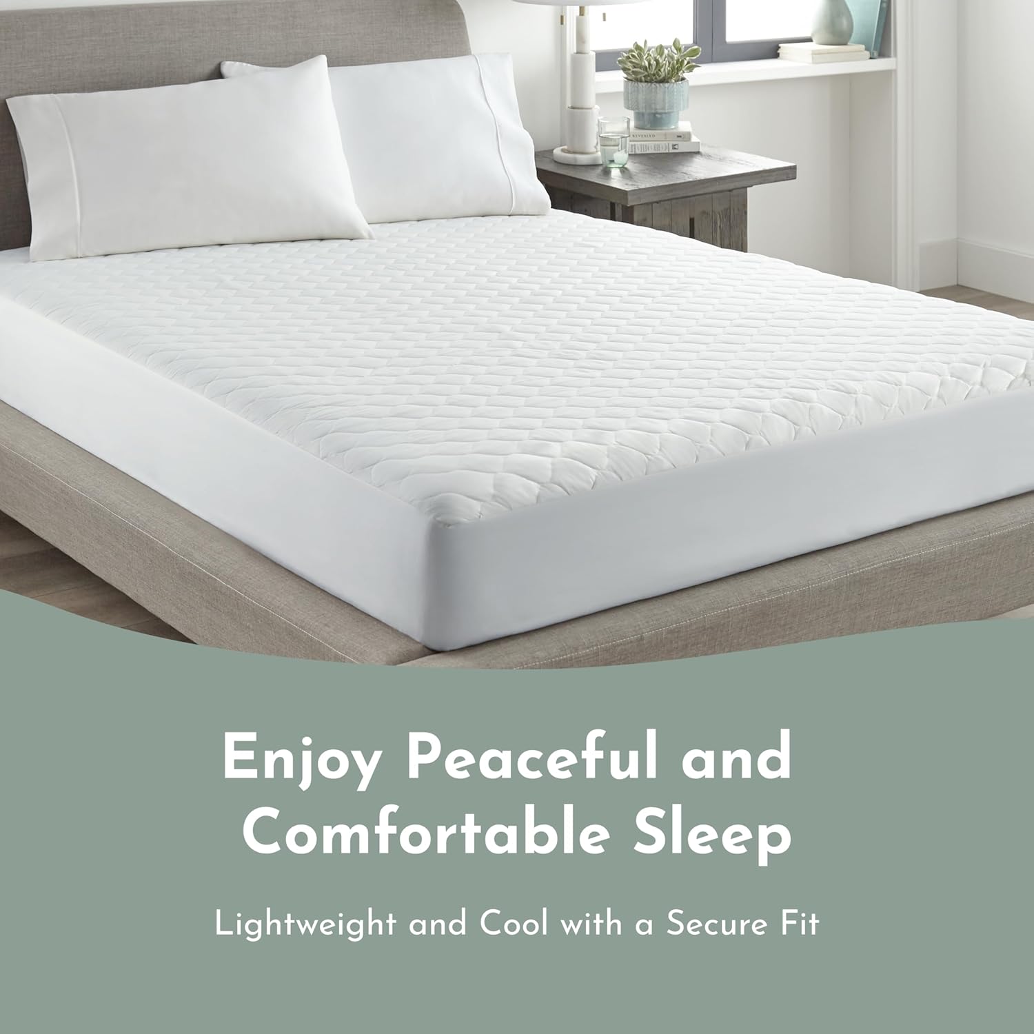 100% Cotton Organic Mattress Protector | Breathable & Noiseless Quilted Organic Mattress Pad with Premium 300GSM Durability | Machine Washable Bed Protector with Deep Pocket (White, King) - Image 6