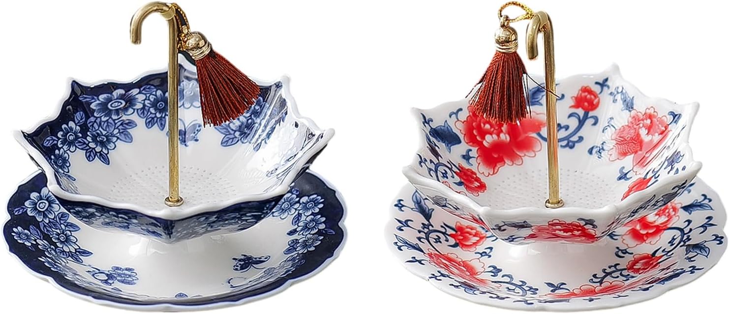 Delicate Ceramic Teas Strainer Set Handmade Traditional Pattern Strainer Filter For Cultural Gatherings Teas Art Display