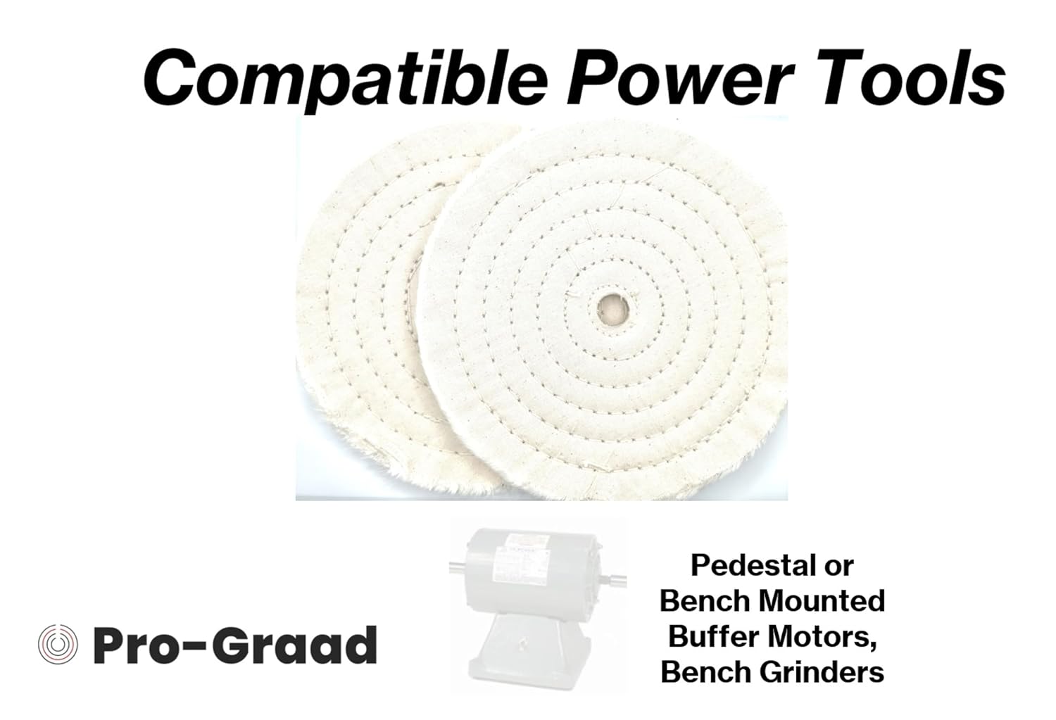 Buffing Wheel 8" x 5/8", 40 Ply, 2 Pack | White muslin cotton wheels for bench grinders and buffers. Ideal for polishing and finishing metal