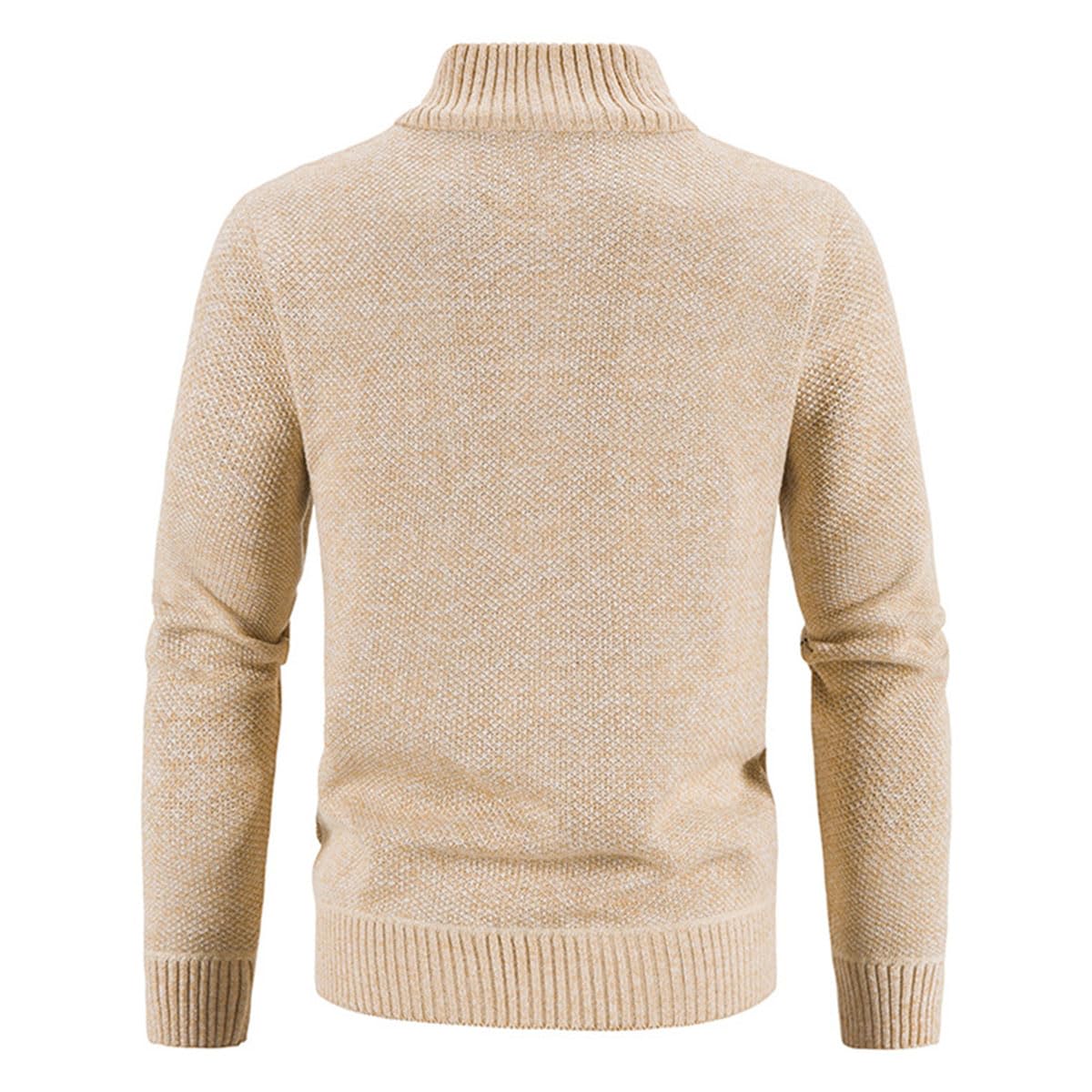 Cárdigan de Hombre con Cremallera, cárdigan cálido Informal con Cuello Alto, suéter Grueso, cárdigan de Abrigo de Invierno con Cremallera, Chaqueta de Invierno de Estilo Urbano (4XL,Beige)