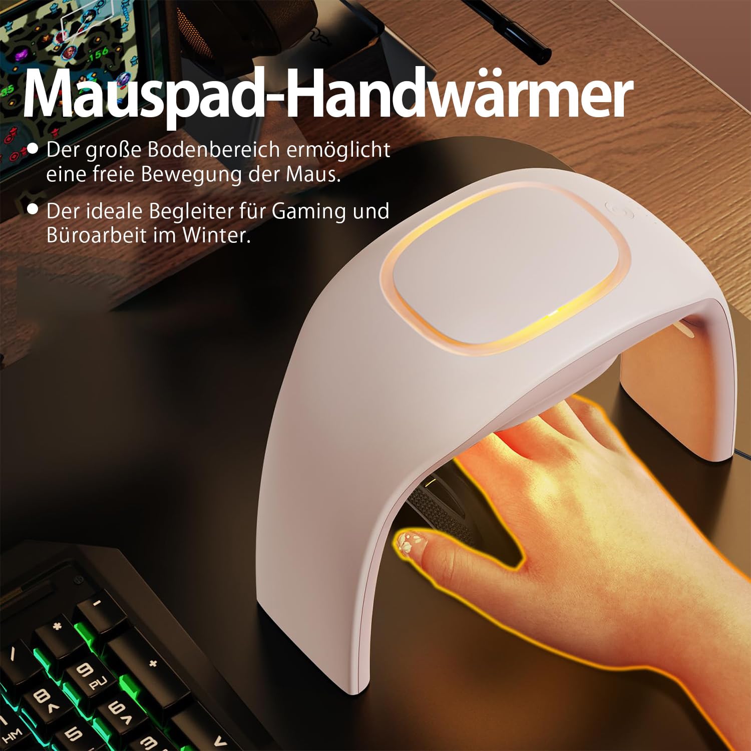 Verwarming Handwarmer Bureau Ventilatorkachel met 3 temperatuurniveaus en timer Verwarmde muismat Office Handwarming Mouse Handwarmer voor Office Home Computer Laptop blue