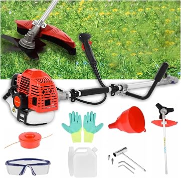 52cc 2-Stroke Gas Powered Weed Eater, Grass Trimmer 2 in 1 Weed Wacker 2.2KW 8500RPM Multi-Functional Gas String Trimmer for Home Garden