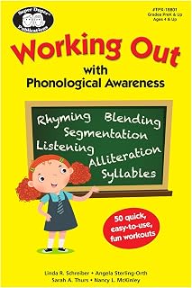 Super Duper Publications | Working Out with Phonological Awareness Skills | Rhyming, Blending, Segmentation, Listening, Alliteration, Syllables, and More | Educational Learning Materials for Children
