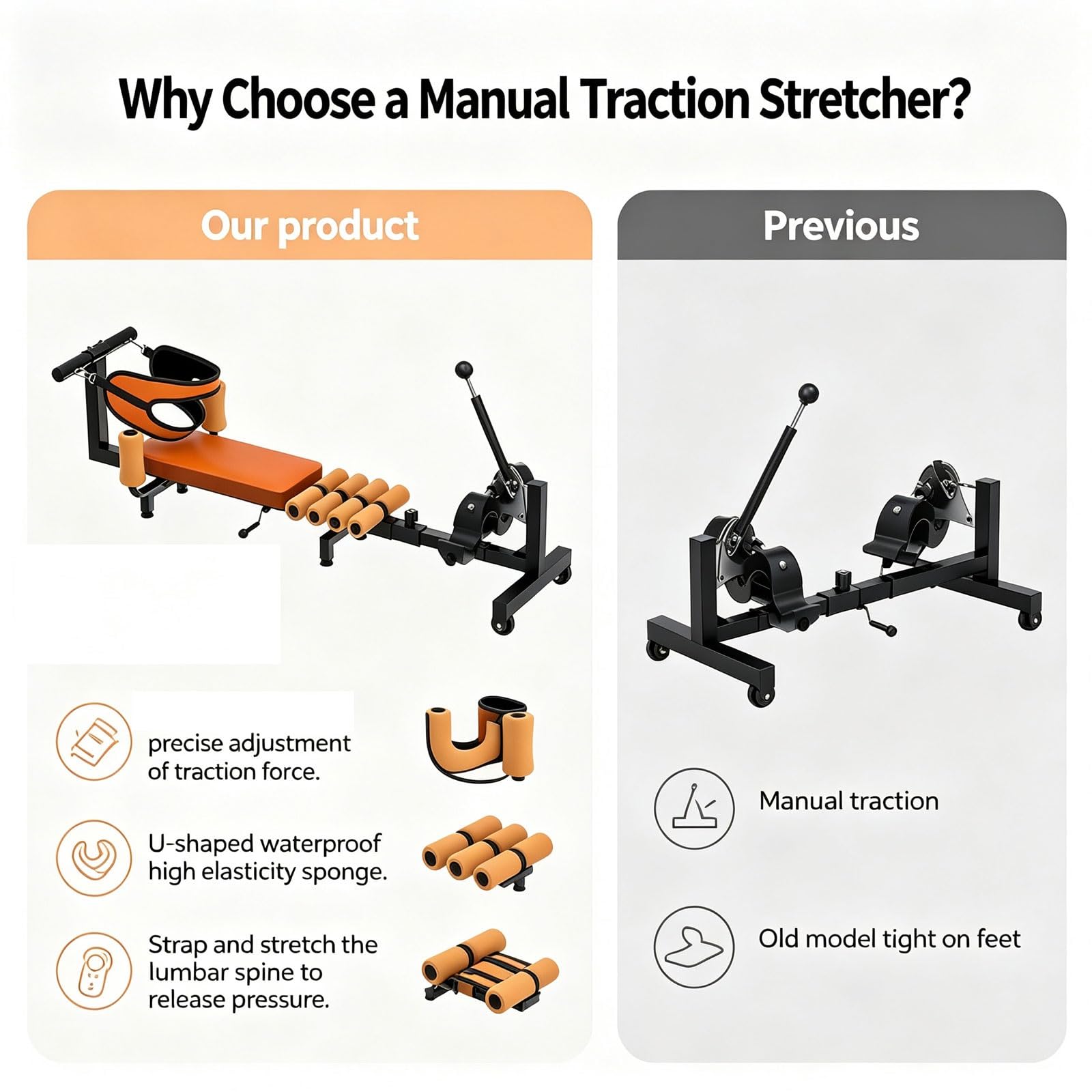 Back Extension Traction Inversion Table with Cervical Traction
