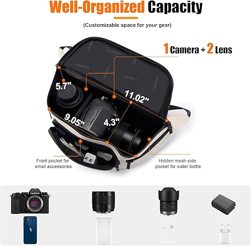 Miniatura 2 de Riñonera impermeable para cámara  Riñonera portátil, funda compacta para cámara con soporte para trípode, bolsa cruzada diaria para cámara Canon