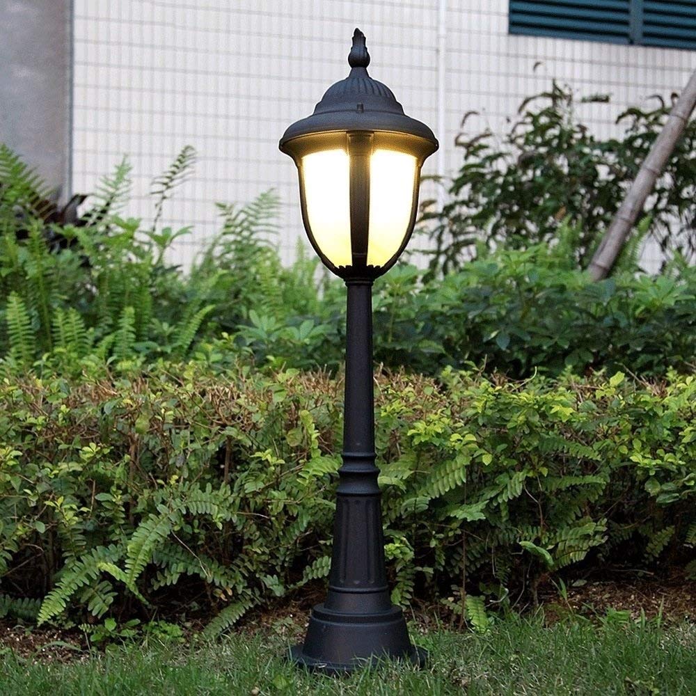 Post Lights Outdoor - Single Head Street Vintage Pillar Lamp Exterior Landscape Lighting Fixture - Frosted Glass Column Lamps for Garden Lawn Yard