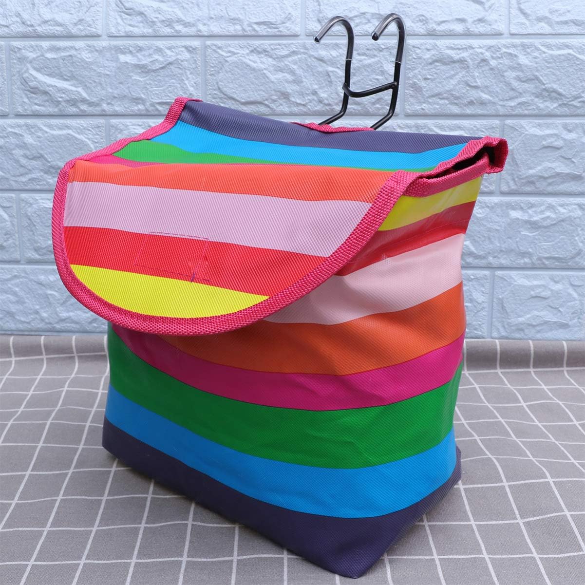 Garneck Bicycle Basket Bag with Cover Foldable Canvas Front Storage Carrier Bag for Cycling Riding (Black)