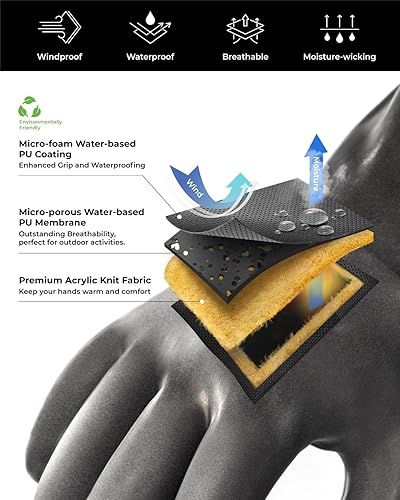 Miniatura 5 de toolant Guantes de invierno impermeables, guantes Balaena para congelador para trabajo ligero y aventura al aire libre, senderismo, campamento,