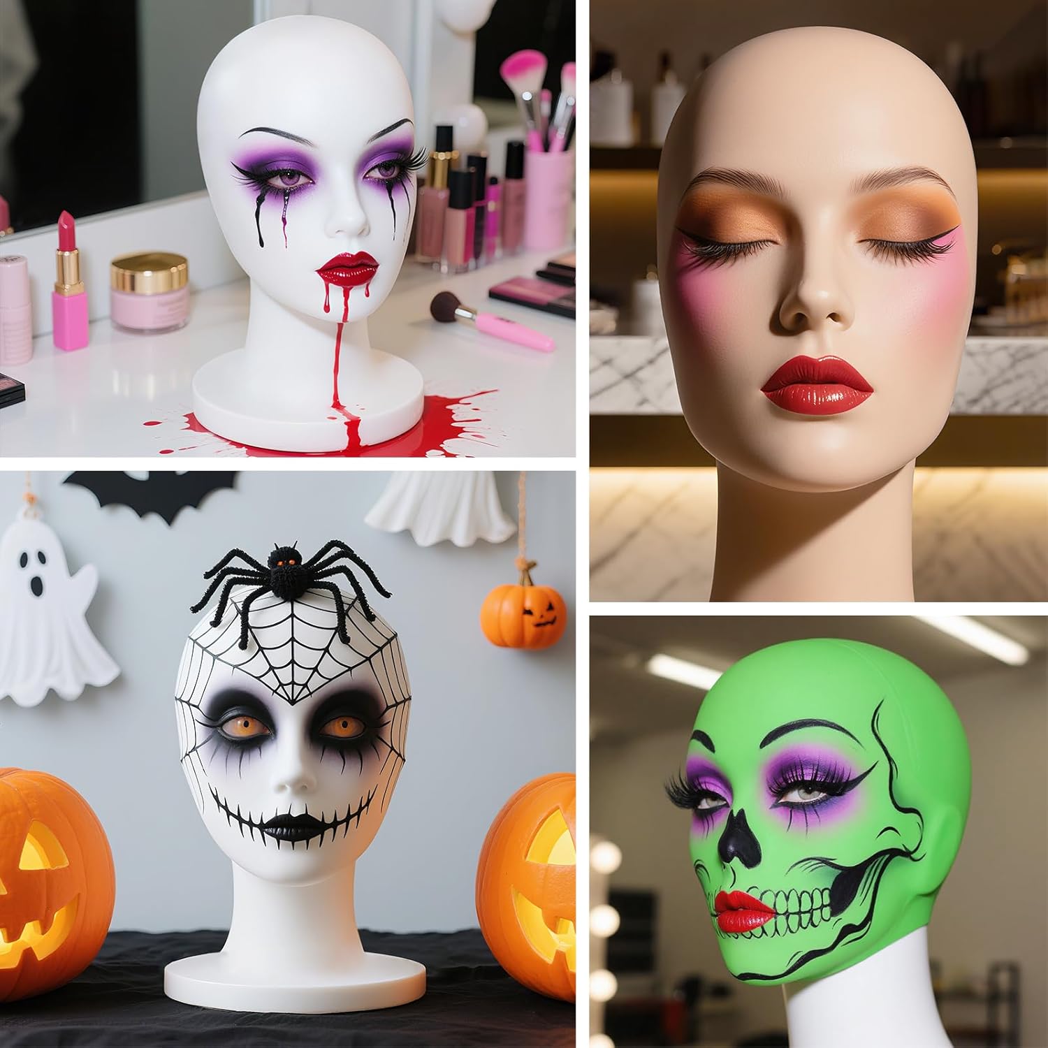 3 Pcs Female Foam Wig Head Long Neck, Styrofoam Mannequin Head Stand for Wig Styling Display, Wig Stand with Head for Multipurpose Use: Display Hair, Hats, Hairpieces, Makeup Practice, Salon, Travel