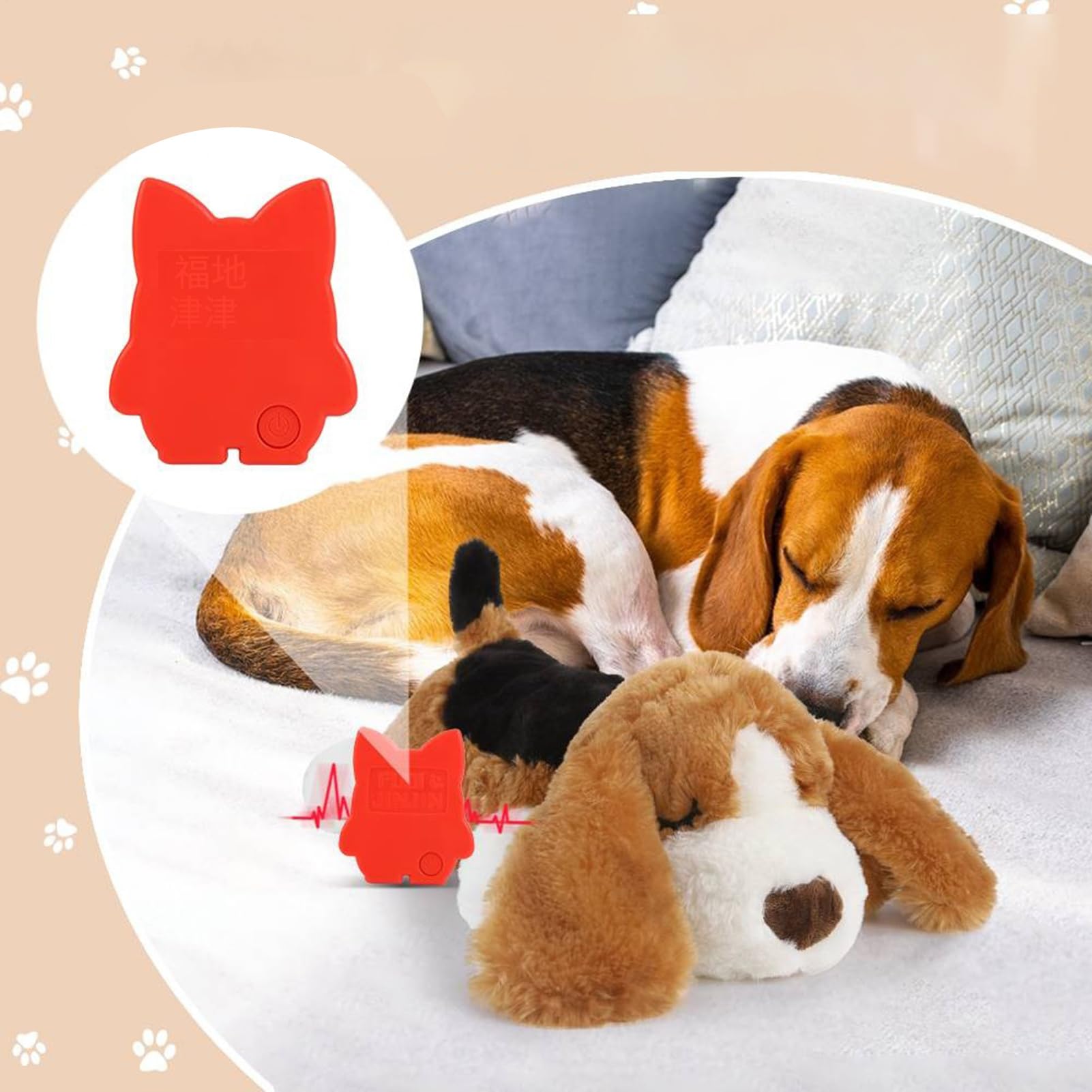 Giocattolo per Cucciolo a Battito Cardiaco Morbido Calmante Masticazione | Peluche Per Cani Noia Separazione Addestramento Gabbia Compagnia Casa Interno Esterno