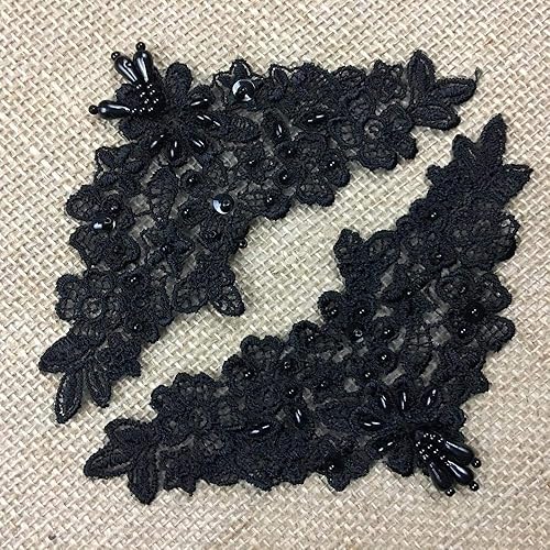 Miniatura 3 de Pieza de apliques de cuentas de encaje floral triángulo 3 cuerdas de cuentas colgantes, 6 x 3 pulgadas, elige el color, para prendas de baile,