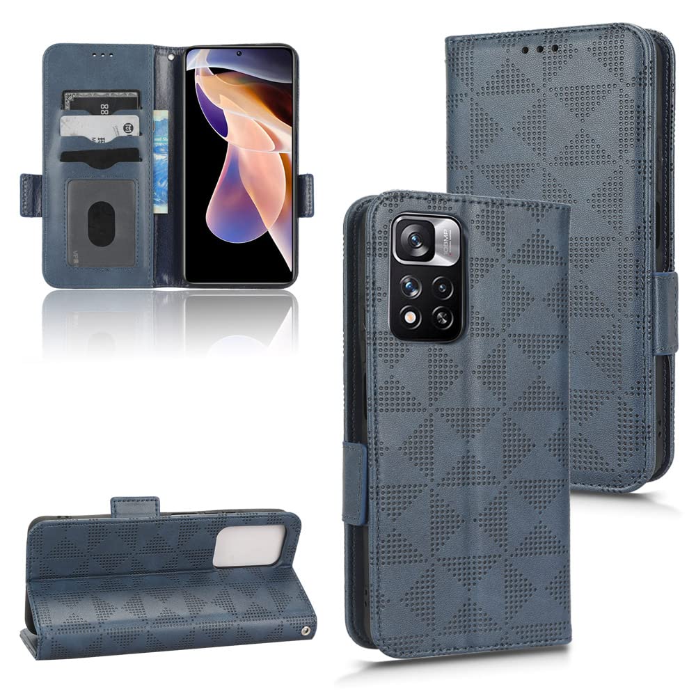 WOBURN Leather Folio Cover per Xiaomi Redmi Note 11 PRO 4G/5G (6.67), Custodia in Pelle PU Magnetica Libro Flip Portafoglio con [Funzione Stand]. Blu