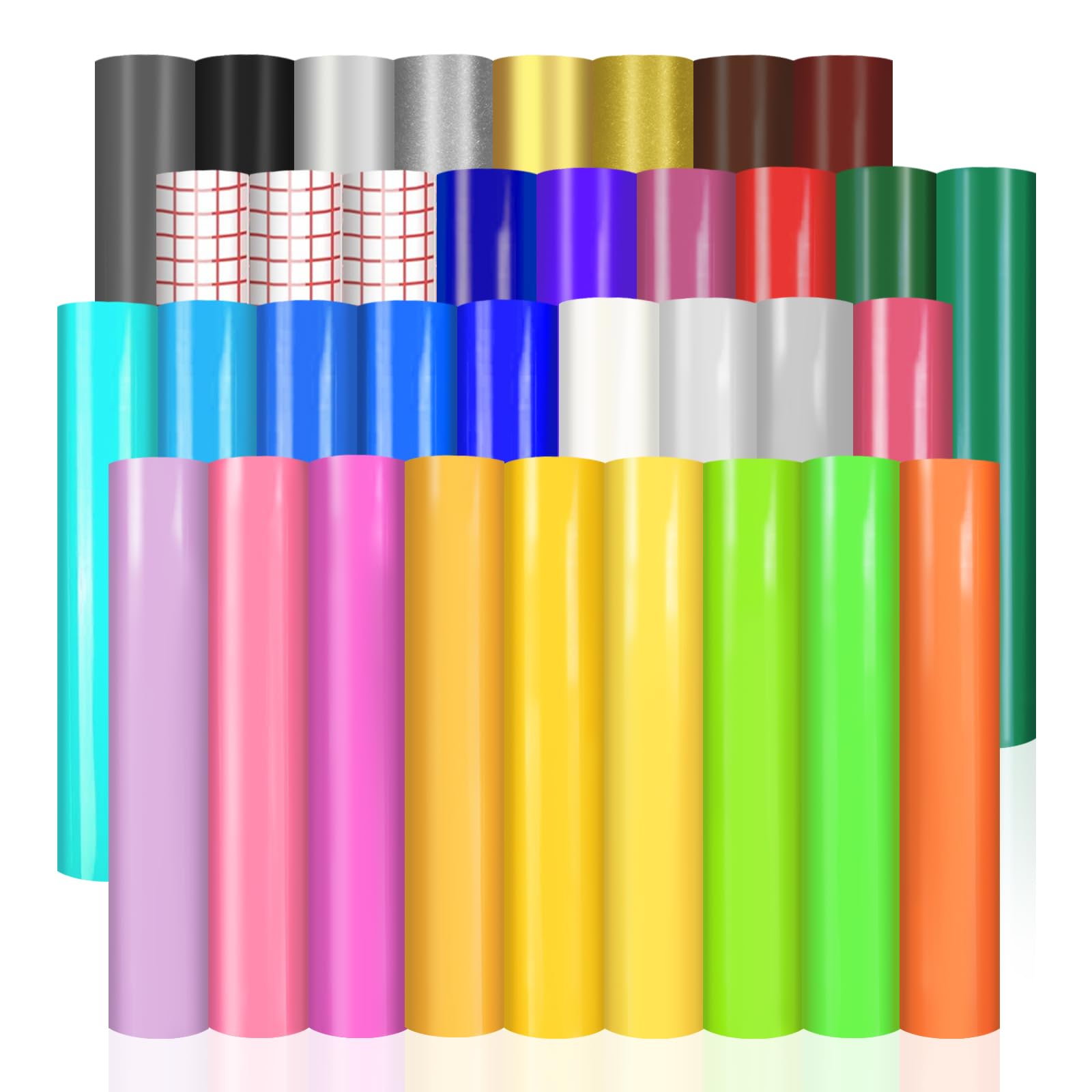 Permanent Self Adhesive Vinyl Bundles, 35 Pack Permanent Vinyl for Cricut, 12 x 12 Inch, Self Adhesive Vinyl Sheets Include 3 Transfer Tapes for Most Cutting Machines-image-8