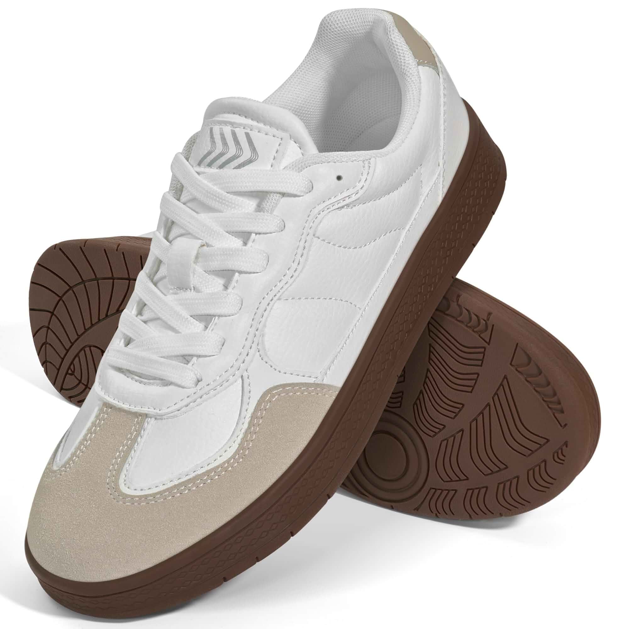 Diarilip Womens Fashion Sneakers Comfortable Lace Up Walking Shoes Classic Casual Retro Gum Sole Non Slip Trainers
