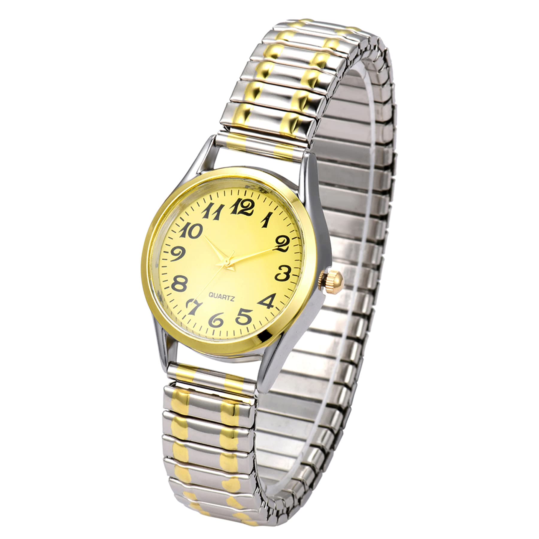 JewelryWe Easy Read Elastic Watch Womens Slip-On Stretch Band Fits 6.5-7.9”