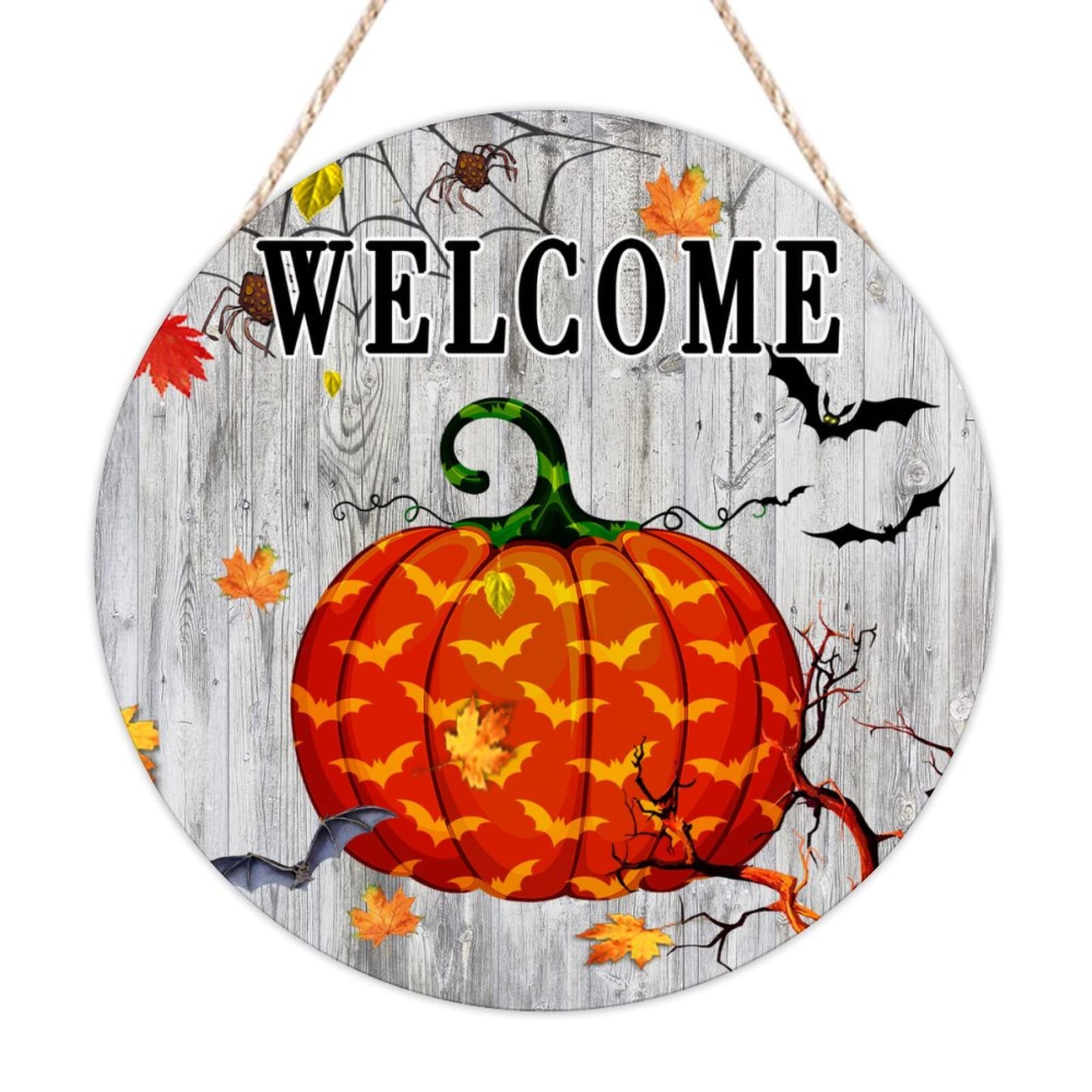 Panneau mural en bois d'Halloween et citrouille effrayante pour décoration chic