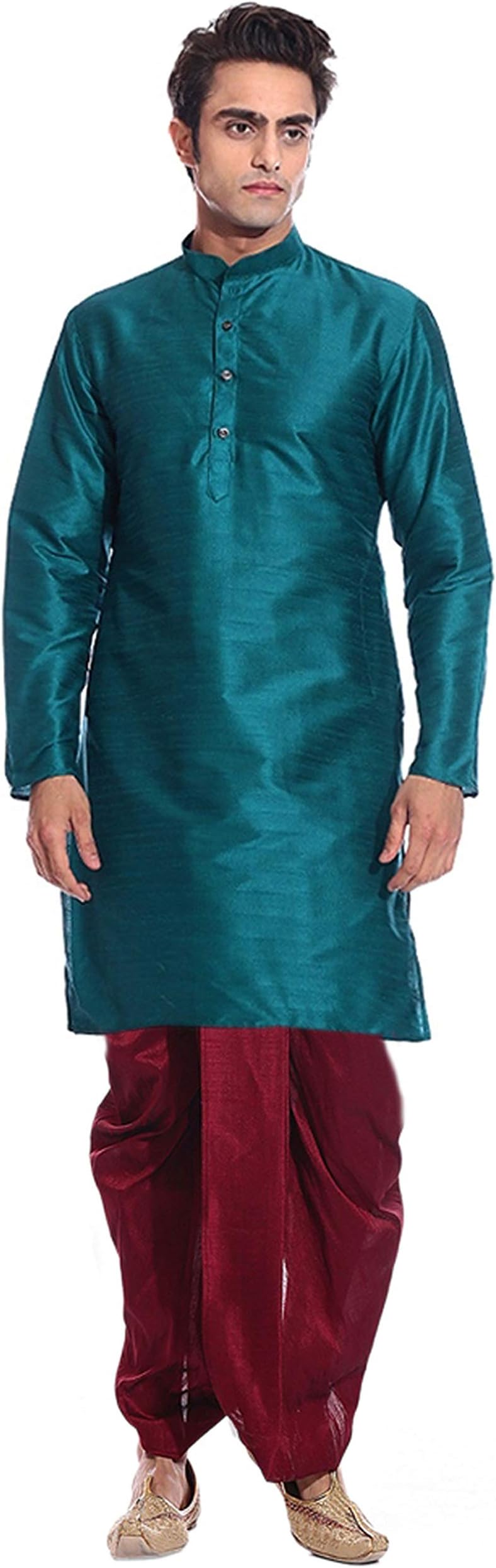 Men Dupion Silk Readymade Dhoti Kurta Set
