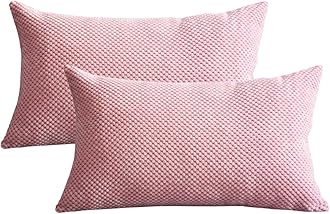 Corduroy Cushion Covers (Pack of 2) Super Soft Rectangle Pineapple Grid Throw Pillow Cases for Sofa Bedroom Home Decor （30 x 50 cm） (pink, 2 Pieces)
