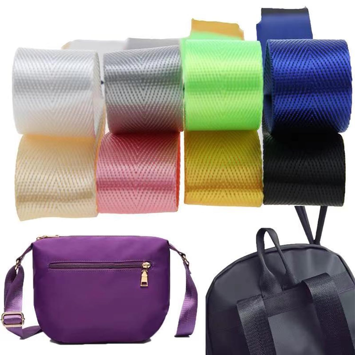 Cinghia In Nylon 38 Mm X 9 M (10 Iarde) - Nastro Tessuto Pesante, Resistente, Per Borse, Zaini, Bagagli, Outdoor, Fai Da Te - 2