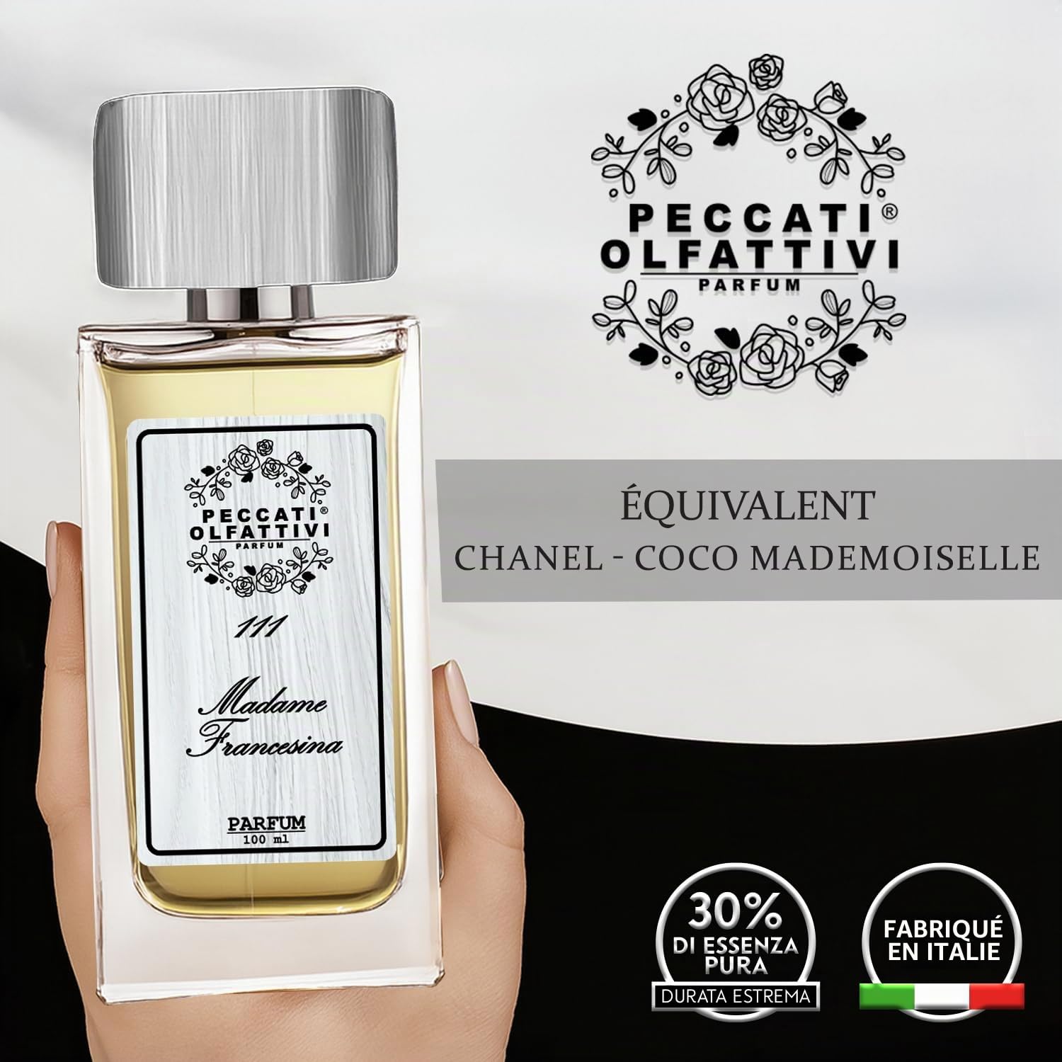 N°111 Parfum Femme Équivalent à Mademoiselle - Dupe Parfum Féminin Persistant avec 30% d'Essence Pure, Fragrance Similaire à l'Originale Longue Durée et Résistante 100 ml Parfum