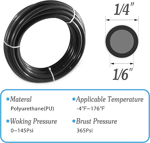 Miniatura 4 de Tubo neumático negro PU manguera de aire tubo kit 14" OD 16" ID 39.4 ft 39.4 pies para línea de aire o transferencia de fluido (14 x 12M) (113.1 x