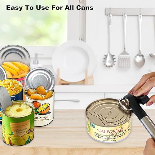 Miniatura 6 de Abrelatas manual de acero inoxidable, de mano, resistente, borde liso, corte lateral, abrelatas de cocina para personas mayores con manos