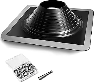 #8 Epdm Metal Roof Vent Boot, Flexible Roofing Boots Fits Pipe Od 6 3/4''