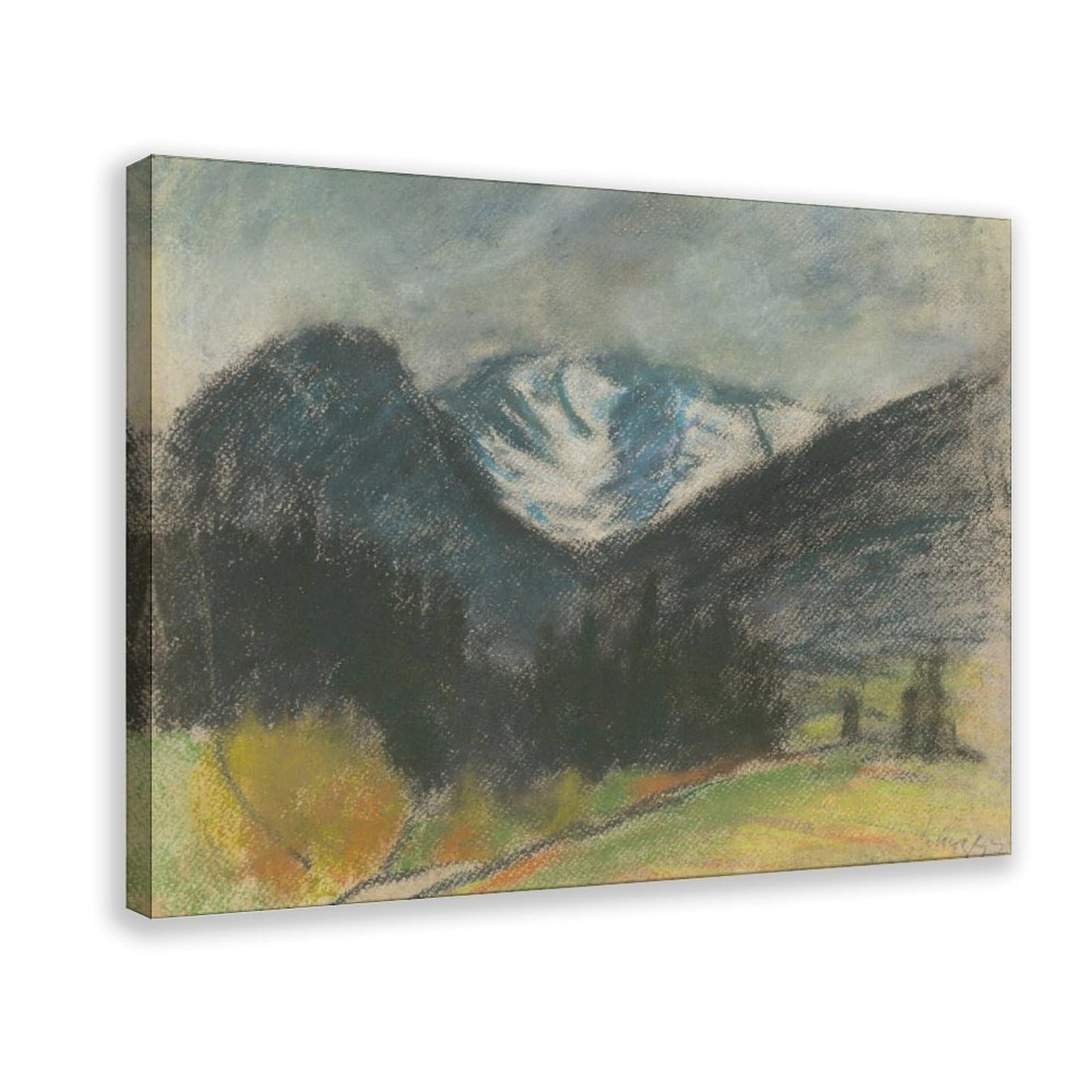 Mountain Landscape with Snowy Peaks Canvas Poster for Dorm Room Decor Gift