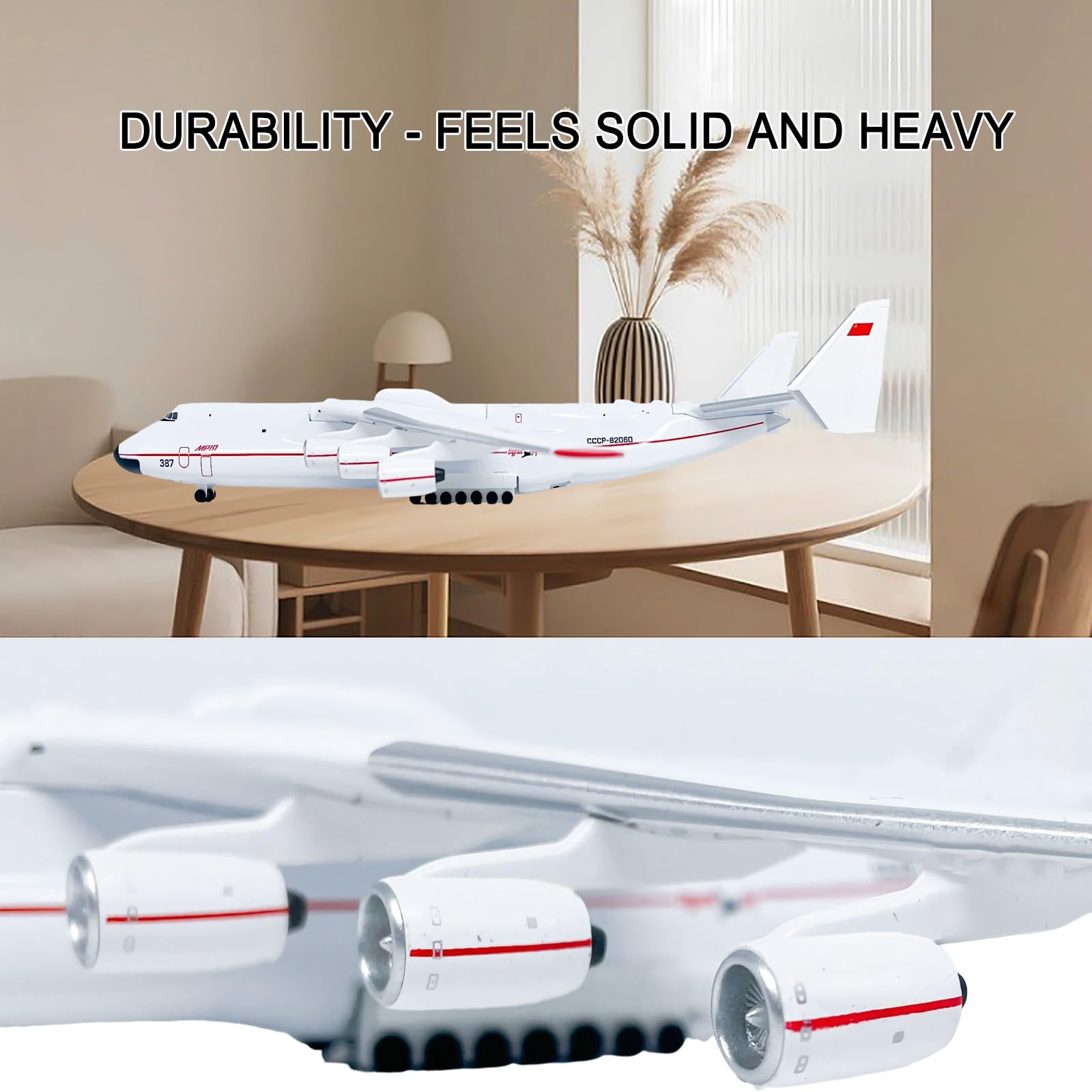 1:400 Antonov An-225 larga scala in lega metallo trasporto modello aereo trasporto premium collezione for armadio scrivania, storico regalo for appassionati militari for adulti