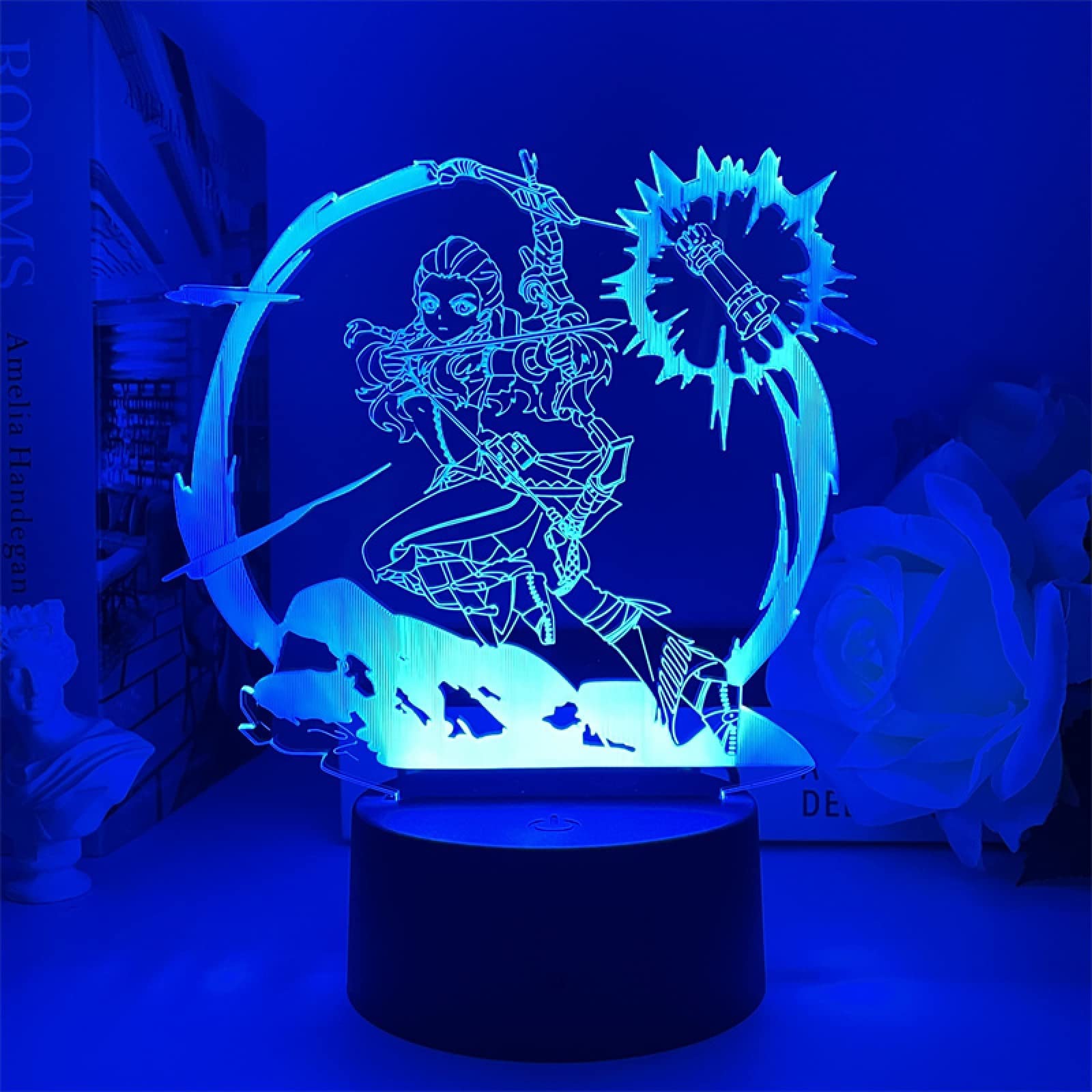 Genshin Impact Aloy 3D Led Night Light, Remote Smart Touch 16-Colorful USB Vision Stereo Lamp, Ambient Light Desk Lamp Bedroom Bedside Lamp