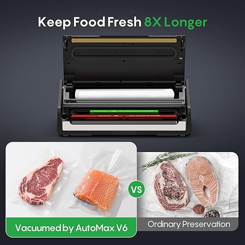 Miniatura 3 de FRESKO Sellador al vacío de alimentos con detección automática de bolsas, doble sellado térmico, almacenamiento y cortador de rollo de bolsa