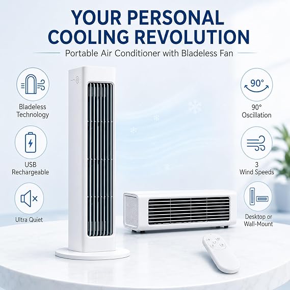 Breezamax Max Breeza Air Conditioner Fan, White