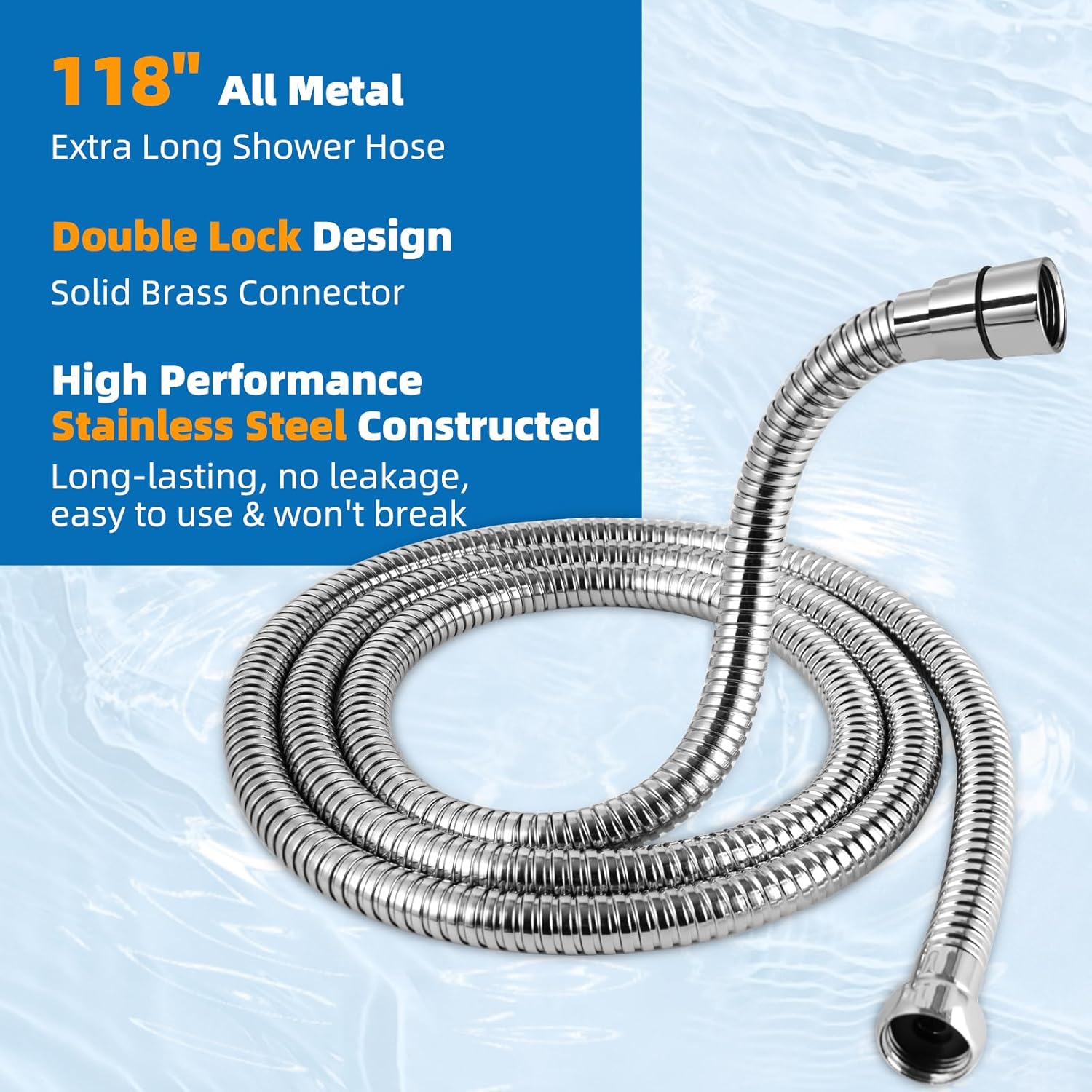 Hibbent cUPC Certified All Metal Dog Sprayer Attachment Set, Stainless Steel Pet Shower Sprayer for Dog Washing & Bathing, 4 Sprays Handheld with Pause Mode, Brass Shower Arm Diverter &119" Hose