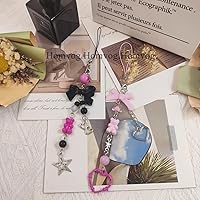 Vista 2 de 1-4 dijes lindos para teléfono, correa estética Y2K, dijes para celular rosa, fresa, mariposa, estrella, Y2K, accesorios para llavero de bolso