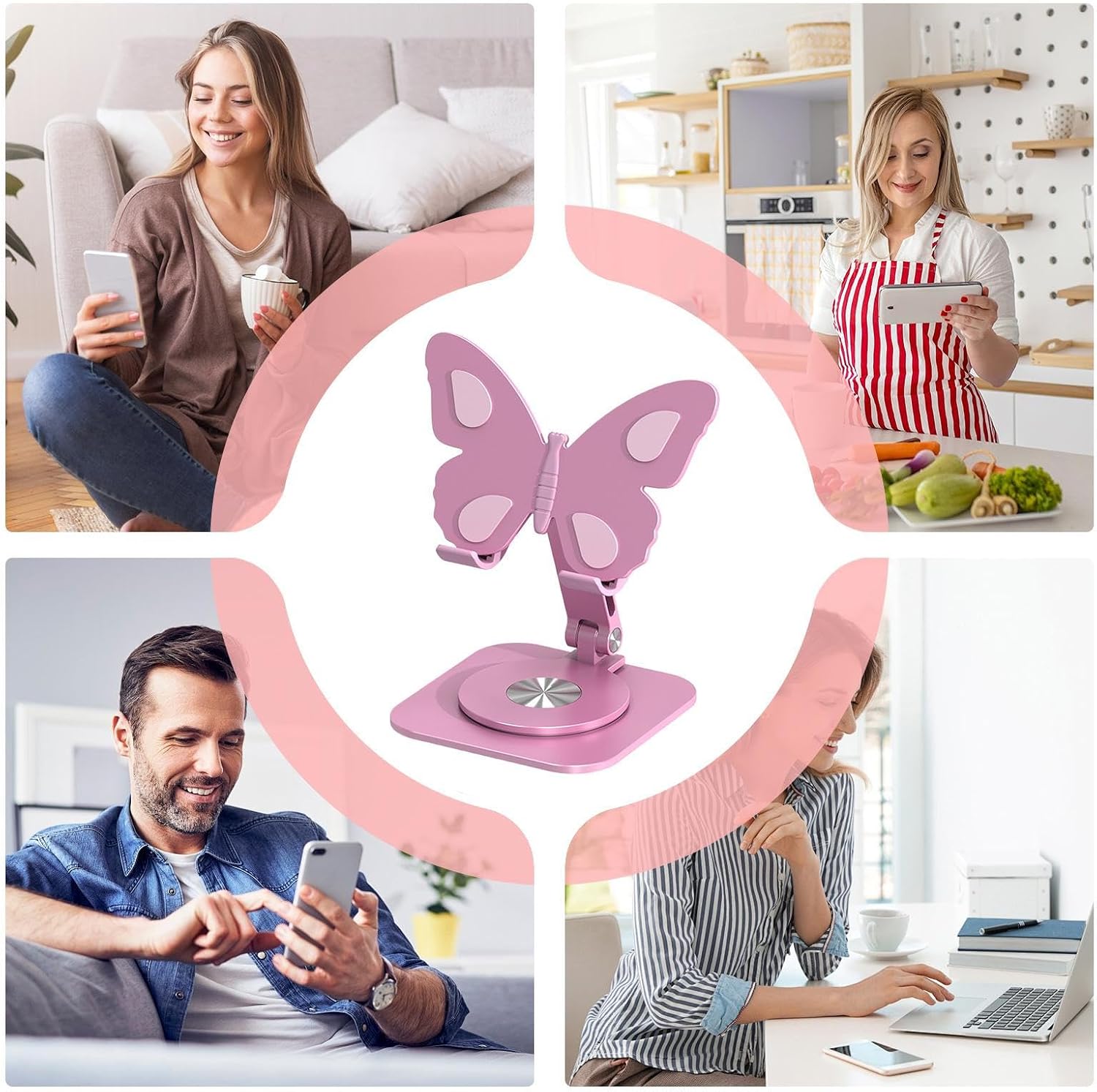 Desk Phone Holder Aluminum Alloy Non-Slip Butterfly image 5