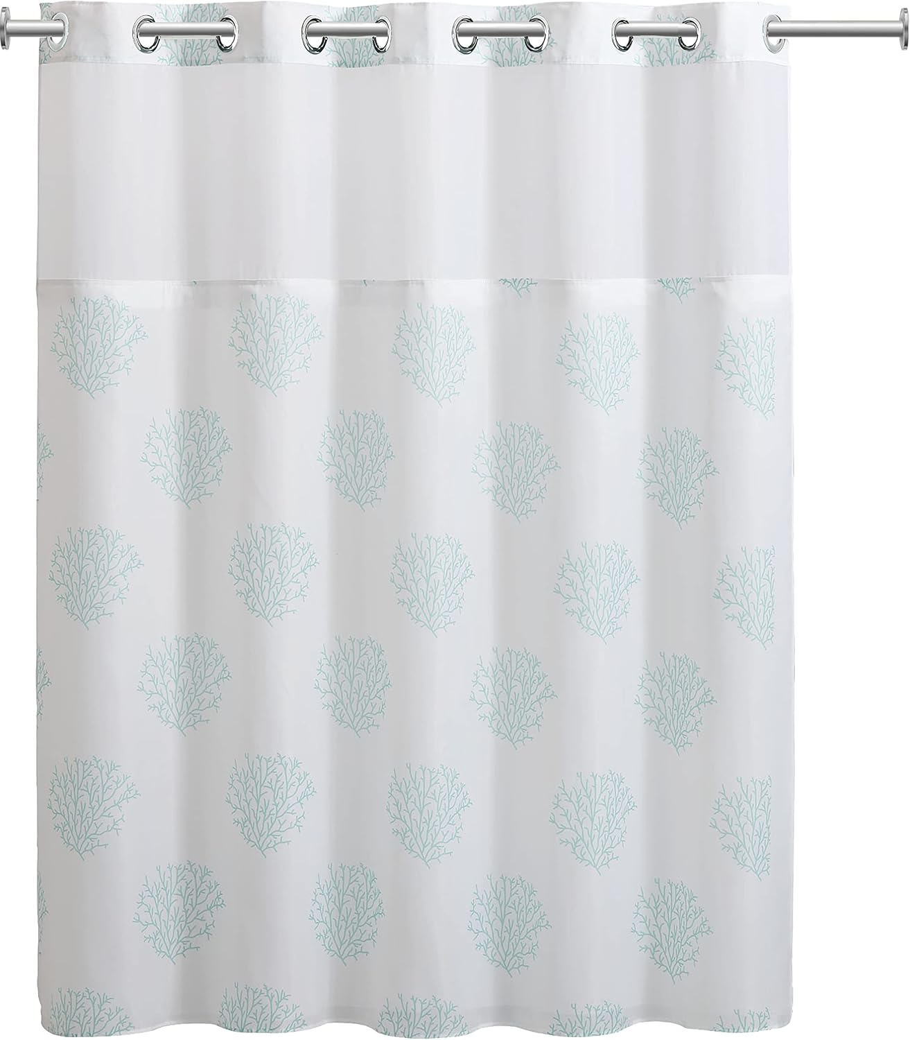 Amazon.com: Hookless Coral Reef Embroidered Shower Curtain with Fabric ...