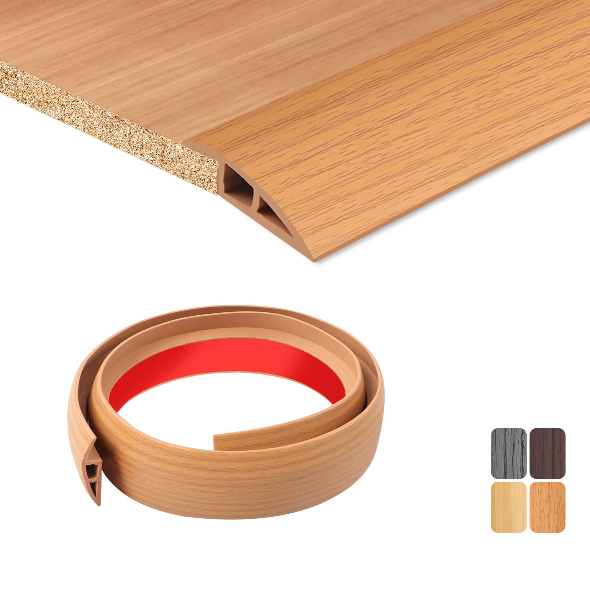 Tecdw Yellow Wood Grain 100X7cm Transition Strip Self-Adhesive, Flexible Threshold Strip Non-Slip，Pvc Door Threshold Strip For Covering Doorways Tile Carpet To Tile (Yellow Wood Grain）