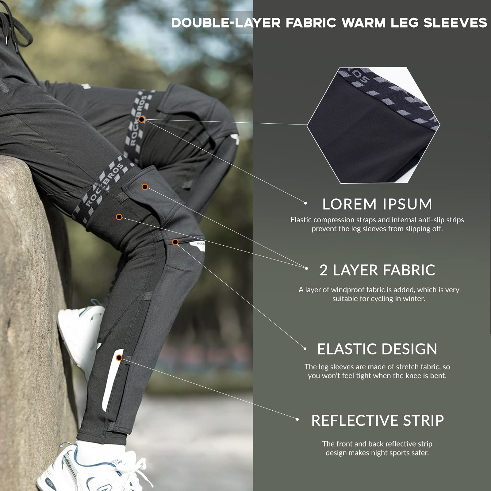 ROCKBROS Perneras Térmicos, Calentadores de Piernas de Invierno para Ciclismo Running Deportes, Unisex Adulto, 1 Par