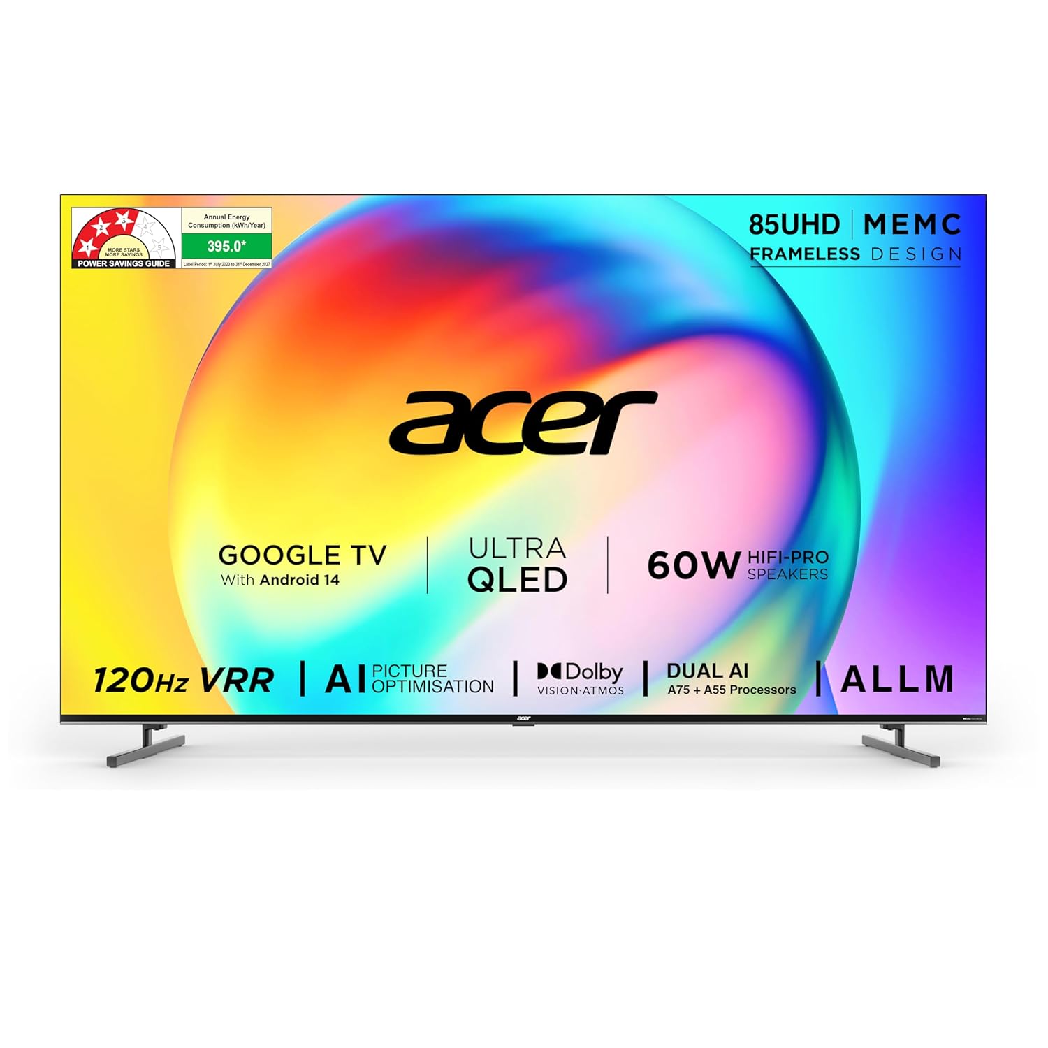 acer 215 cm (85 inches) Super Series 4K Ultra HD Smart QLED Google TV AR85QDXGU2875AT (Black) 2024 Model acer 215 cm (85 inches) Super Series 4K Ultra HD Smart QLED Google TV AR85QDXGU2875AT (Black) 2024 Model