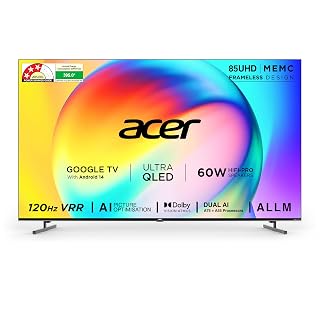 Acer 215 cm (85 inches) Super Series 4K Ultra HD Smart QLED Google TV AR85QDXGU2875AT (Black) 2024 Model
