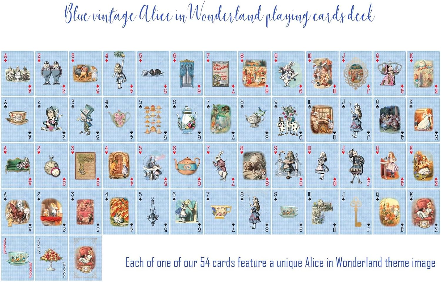 Alice's Adventures in Wonderland Playing Cards Decks with die Cut Tea Party Signs
