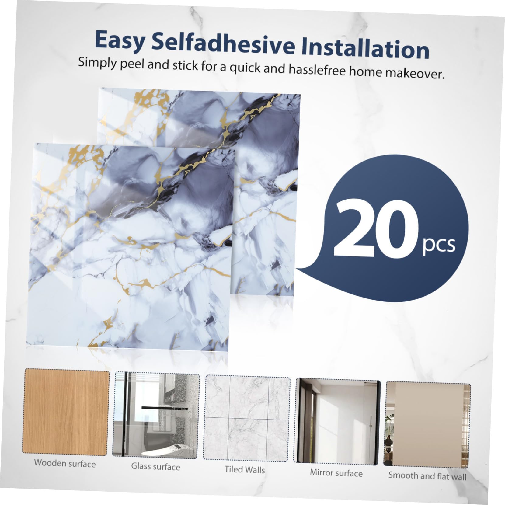 40 Piezas Azulejos de Imitación Mármol Autoadhesivos para Cocina y Baño Paneles de Pared Peel And Stick para Encimeras y Decoración de Dormitorios Fácil Instalación y Mantenimiento