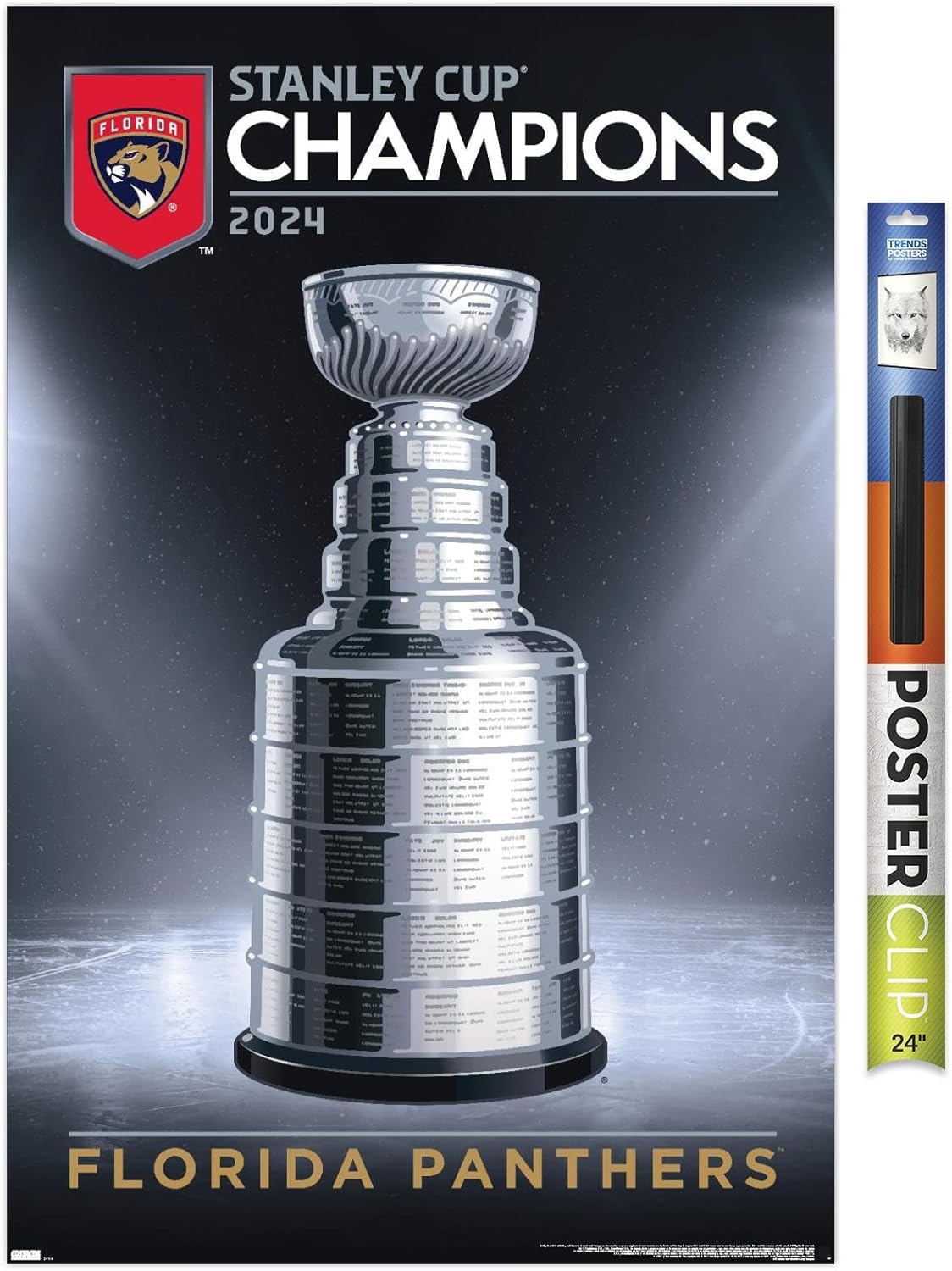 Trends International NHL Florida Panthers - 2024 Stanley Cup Team Logo Wall Poster, 34L x 22.4W, Premium Poster & Clip Bundle
