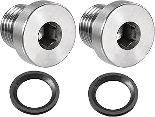 sourcing map Stainless Steel Inner Hex Head M14x1.5 Pipe Fitting Plug with Seal Ring for Terminate Pipe Ends 2Pcs