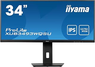 iiyama XUB3493WQSU-B5 34 Inch ADS-IPS with HDR (sRGB: 100 Percent, NTSC: 74 Percent), 4ms, 21:9 Ultra Wide 3440 x 1440 , FreeSync,2x HDMI,1 x DisplayPort, 2 x USB, 2 x 5W Speakers, 150 mm HA Stand