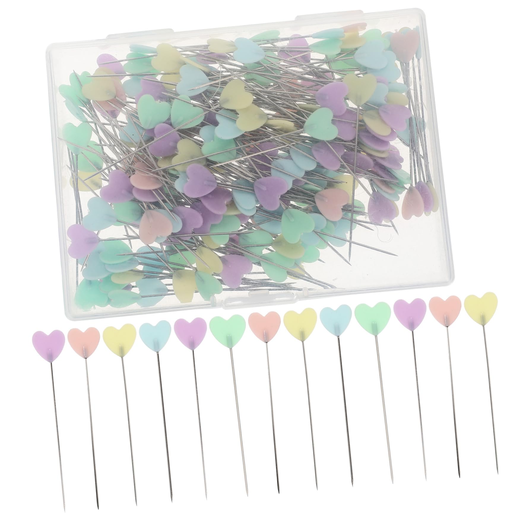 HOODANCOS 200Pcs Heart Head Straight Pins for Sewing and Crafting Elegant Location Pins for Dressmaking DIY Projects Floral Bouquets and Party Decorations