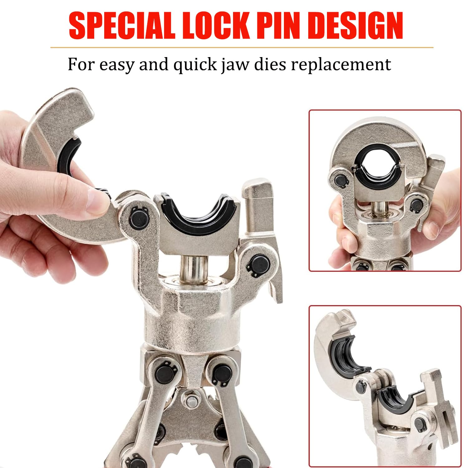 Pinza per Serra Multistrato, Pinza a Pressa Professionale con Profilo a V e TH, Testa Rotante a 360 °, Pressatrice Tubi Manuale per Tubi in Rame, Alluminio,Pex, Tubo in Acciaio Inox Sottile