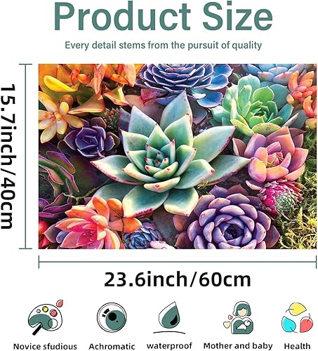 Miniatura 2 de Aestalrcus Pintura por números grande para adultos, suculenta acrílica para adultos, kits de pintura por números sobre lienzo, 16 x 24 pulgadas,