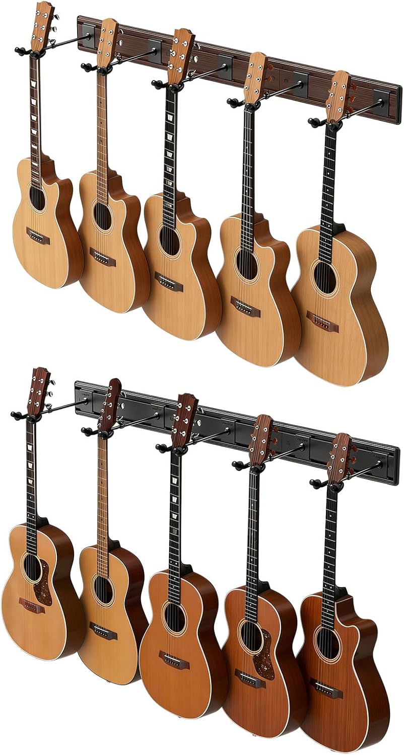 Aluminum Alloy Guitar Rack Holder Holds 5 Guitars Nonslip Bass Guitar Wall Hanger Display Stand