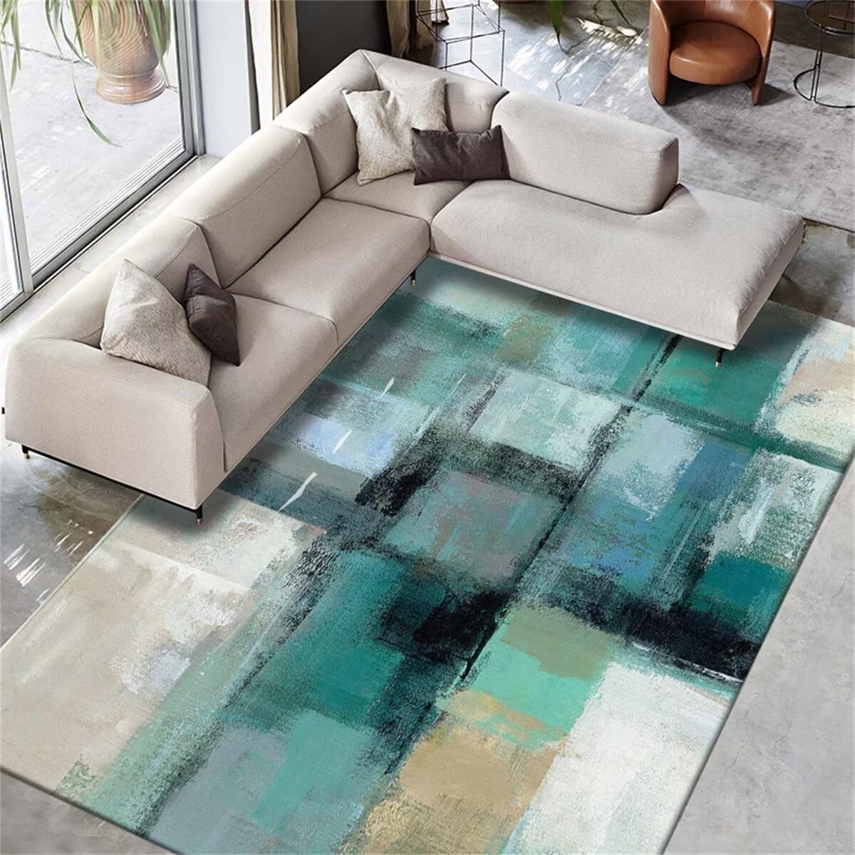Tappeto Salotto Tapetto Soggiorno Moderni Grigio Blu Semplice Soggiorno Tappeto Camera da Letto Tappeto Gioventù Camera Accessori Lavabile Tappeti Per Bambini Cameretta 90X150CM